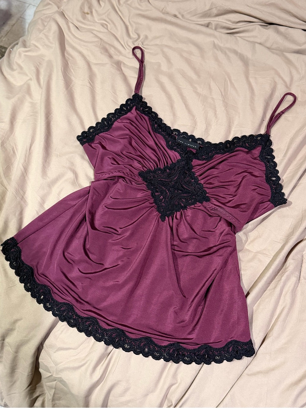 The Limited Burgundy Lace-Trim Camisole